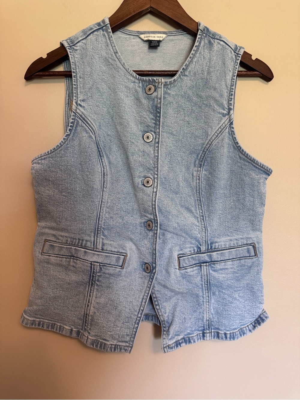 American Eagle Outfitters Light Blue Denim Vest